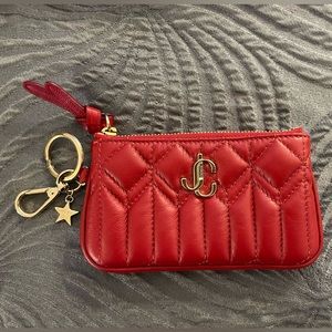 Jimmy Choo Red Quilted Leather Wallet/Keychain